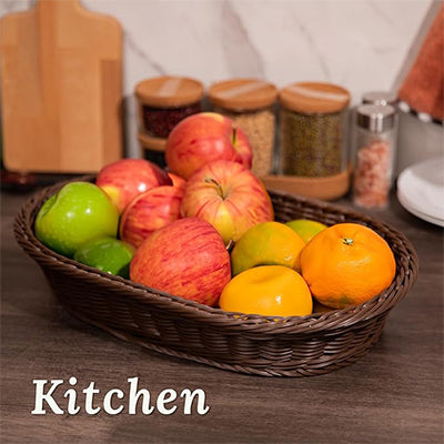 Premium Rattan Bread Basket – Handwoven Oval, Round & Rectangular Wicker Tray  for Breakfast, Fruit & Table Display