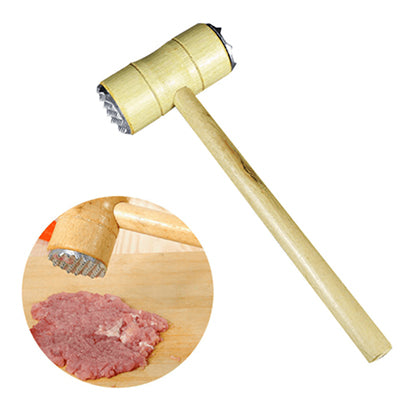Wooden Meat Tenderizer Hammer – Heavy-Duty Steak Mallet with Stainless Tips for  Chicken, Beef & Poultry