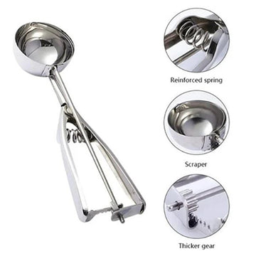 Stainless Steel Ice Cream Scoop – Heavy‑Duty Trigger Release Scoop Spoon for  Ice Cream, Cookie Dough & Melon Balls