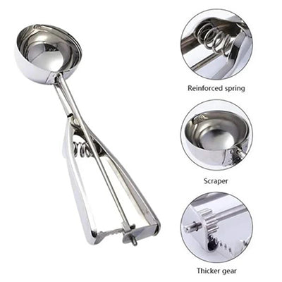 Stainless Steel Ice Cream Scoop – Heavy‑Duty Trigger Release Scoop Spoon for  Ice Cream, Cookie Dough & Melon Balls