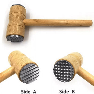 Wooden Meat Tenderizer Hammer – Heavy-Duty Steak Mallet with Stainless Tips for  Chicken, Beef & Poultry