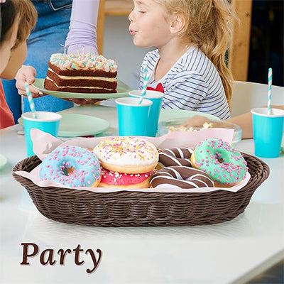 Premium Rattan Bread Basket – Handwoven Oval, Round & Rectangular Wicker Tray  for Breakfast, Fruit & Table Display