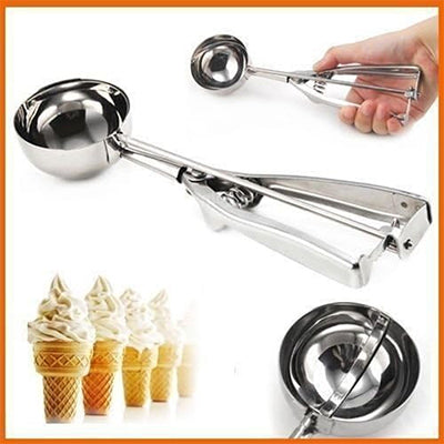 Stainless Steel Ice Cream Scoop – Heavy‑Duty Trigger Release Scoop Spoon for  Ice Cream, Cookie Dough & Melon Balls
