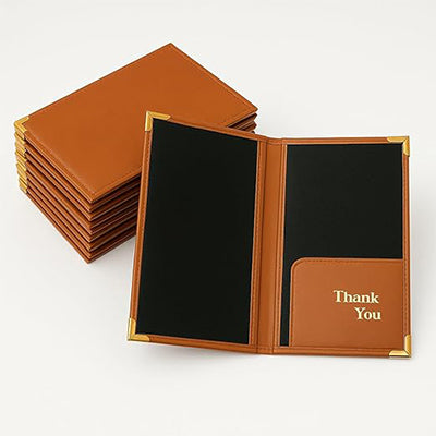 Premium Leather Bill Folder for Hotel & Restaurant – Check Presenter in Black &  Brown with Elegant Gold Corners