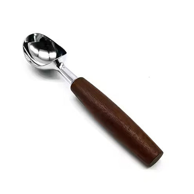 Premium Wooden Handle Ice Cream Scoop – Heavy-Duty Stainless Steel Dessert  Spoon for Effortless Scooping & Non‑Stick Serving