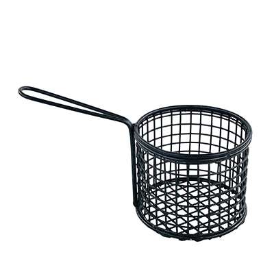 Mini Stainless Steel French Fries Basket – Square & Round Snack/Fries Serving  Basket with Handle for Kitchen, Café & Party Presentation