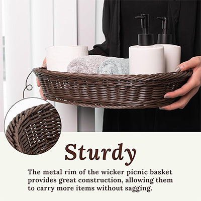 Premium Rattan Bread Basket – Handwoven Oval, Round & Rectangular Wicker Tray  for Breakfast, Fruit & Table Display