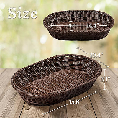 Premium Rattan Bread Basket – Handwoven Oval, Round & Rectangular Wicker Tray  for Breakfast, Fruit & Table Display