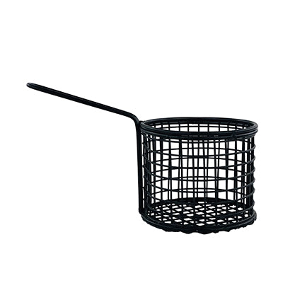 Mini Stainless Steel French Fries Basket – Square & Round Snack/Fries Serving  Basket with Handle for Kitchen, Café & Party Presentation