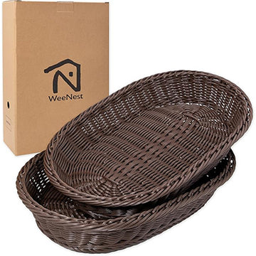 Premium Rattan Bread Basket – Handwoven Oval, Round & Rectangular Wicker Tray  for Breakfast, Fruit & Table Display