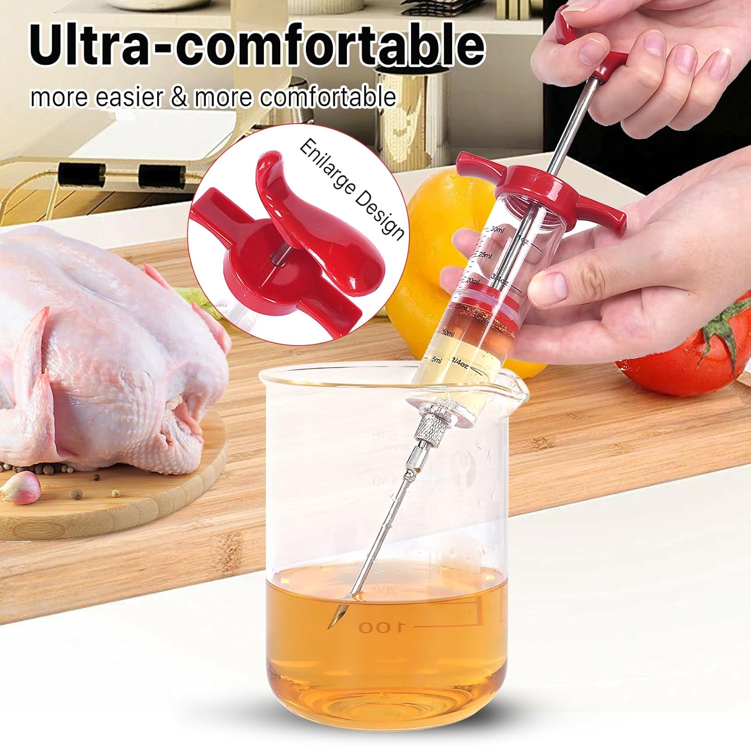 Flavor Injector for Meat – 30ml Marinade Syringe with Injection Needle for Broast,  BBQ, Chicken & Turkey Prep